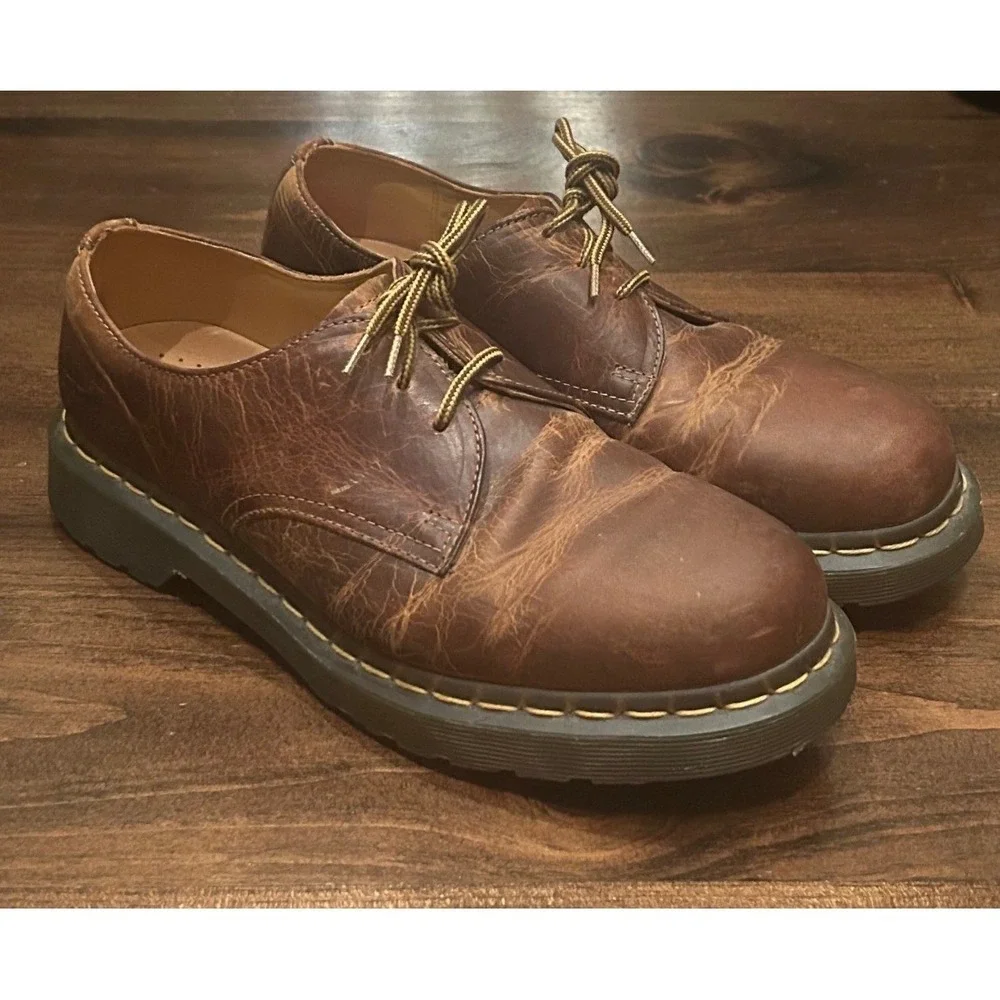 Dr. Martens 8053 Oxford Mens 8 Brown Crazy Horse Leather 5-Eye Padded Collar